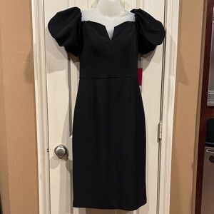 NWT - Vince Camuto black midi dress with poof sleeves. Sz 6